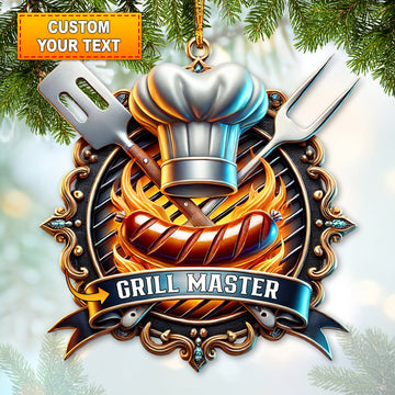 Joycorners Custom Name Grill Master Ornament, Christmas Gift for Grill Master 2D Flat LM2211