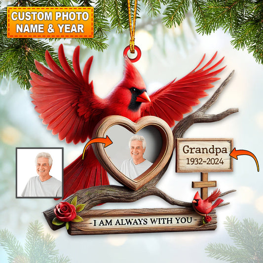 Joycorners Custom Name and Photo Memorial Ornament, Christmas Tree Sympathy Gifts for Loss of Loved One 2D Flat LM2211