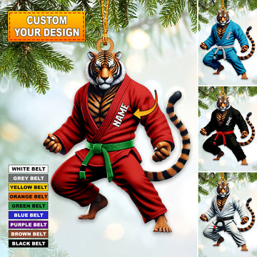 Joycorners Custom Name Jiu Jutsu Tiger Ornament, Jiu Jutsu Christmas Gift 2D Flat LM2211