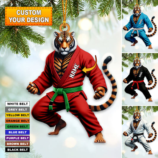 Joycorners Custom Name Jiu Jutsu Tiger Ornament, Jiu Jutsu Christmas Gift 2D Flat LM2211