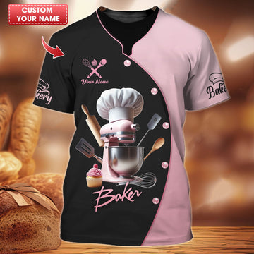 Joycorners Personalized Baker Shirts - Stylish Mixer and Cupcake Design for Baking Aficionados MT2509