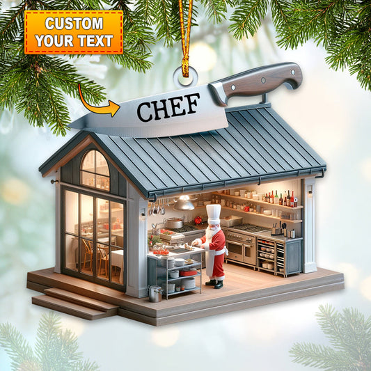 Joycorners Custom Name Chef Ornament, Santa Chef Gift for Cooking Lover 2D Flat LM2211