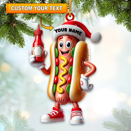 Joycorners Hotdog Home Decor Christmas Ornament, Personalized Ornament 2D Flat LM2211