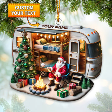 Joycorners Santa Trailer Christmas Ornament, Personalized Ornament 2D Flat LM2211