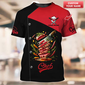 Joycorners Personalized Chef Shirts - Bold Steak Cut Design for Grill Masters MT2509