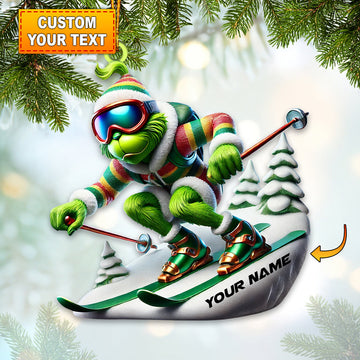 Joycorners Custom Name Skiing Ornament, Skiing Lover Christmas Gift 2D Flat LM2111