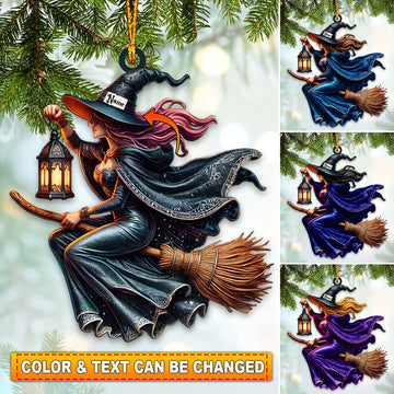 Joycorners Custom Name Witch Ornament, Happy Halloween Gift 2D Flat LM2111