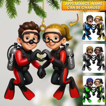 Joycorners Diving Couple Home Decor, Christmas Ornament, Personalized Ornament 9 2D Flat LM2111