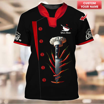Joycorners 3D Full Print Knives Chef Shirt Personalized Name Gift For Chef Lovers MT2509