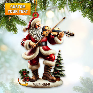 Joycorners Santa Violin Christmas Ornament, Personalized Ornament 2D Flat LM2211
