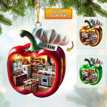 Joycorners Bell Pepper Christmas Ornament, Personalized Ornament 2D Flat LM2211