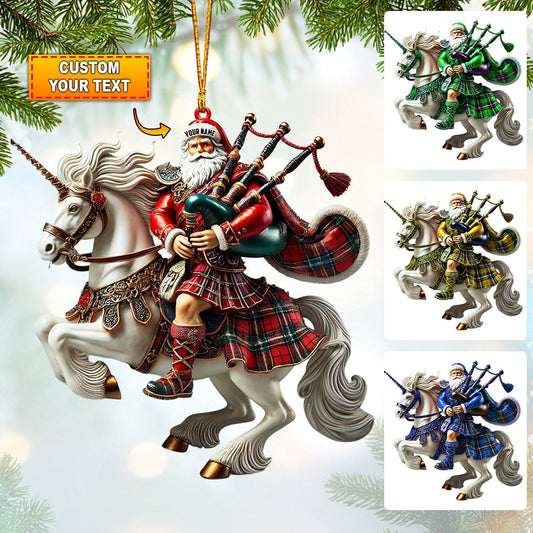 Joycorners Santa Rider On Horseback Christmas Ornament, Personalized Ornament 2D Flat LM2211