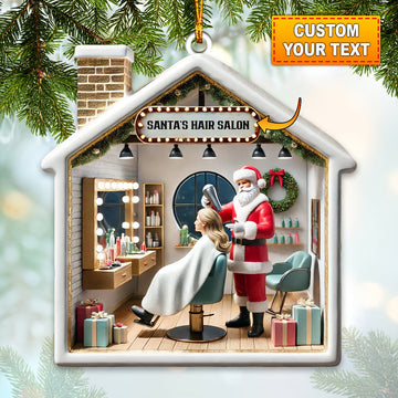 Joycorners Santa Hair Salon Christmas Ornament, Personalized Ornament 2D Flat LM2211