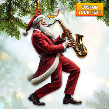 Joycorners Santa Saxophone Christmas Ornament, Personalized Ornament 2D Flat LM2211