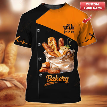 Joycorners Personalized Baker Shirt, Fresh Bread Assortment with Bold Contrast MT2509
