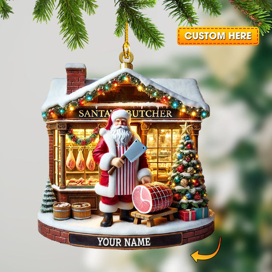 Joycorners Santa Butcher House Home Decor Christmas Ornament, Personalized Ornament 2D Flat LM2211