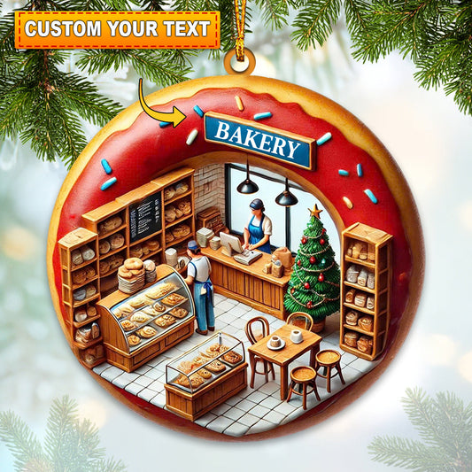 Joycorners Christmas Donut Bakery Home Decor Christmas Ornament, Personalized Ornament 2D Flat LM2211