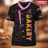 Joycorners Personalized Baker Shirt, Colorful Donut Lettering with Patisserie Pattern Trim MT2509