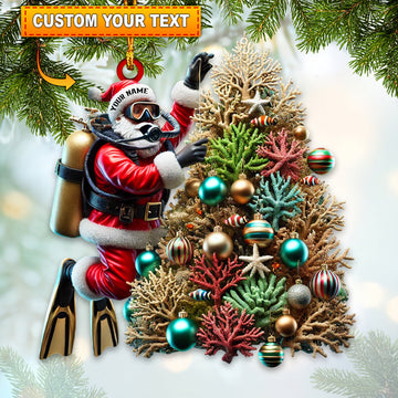 Joycorners Custom Name Diving Santa Ornament, Santa Christmas Gift 2D Flat LM2111