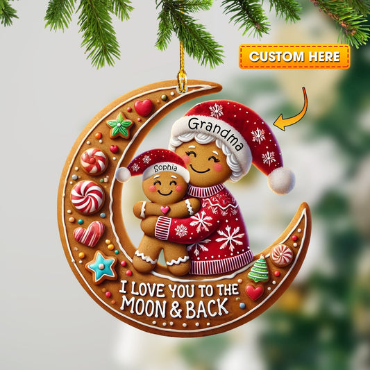 Joycorners I Love You To The Moon And Back Home Decor Christmas Ornament, Personalized Ornament 2D Flat LM2211