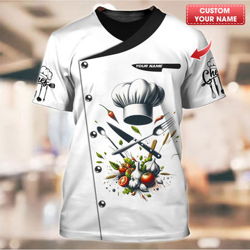 Joycorners Personalized Chef Shirt - Classic Culinary Tools & Fresh Herbs Ensemble MT2509