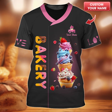 Joycorners Personalized Bakery Shirts - Vibrant Cupcake Design for Baking Enthusiasts MT2509