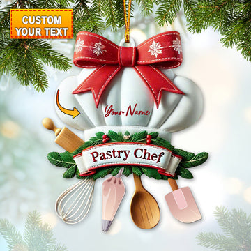 Joycorners Custom Name Ornament, Chef Hat Christmas 2D Flat LM2211