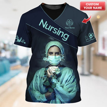 Joycorners Personalized Nurse Shirt - Elegant Floral Elegance Meets Professional Pride MT2509