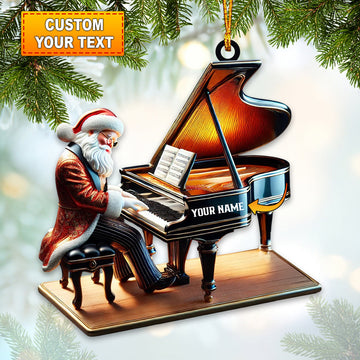 Joycorners Custom Name Piano Santa Ornament, Christmas Gift Decoration65 2D Flat LM2111