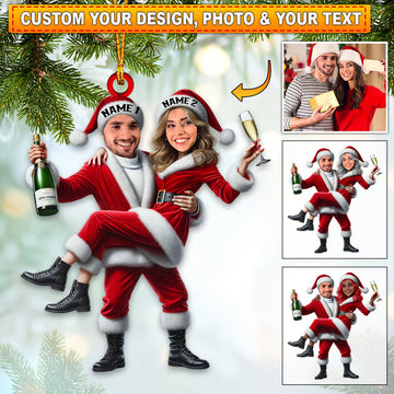 Joycorners Custom Name and Photo Couple Ornament, Couple Christmas Gift 2D Flat LM2111