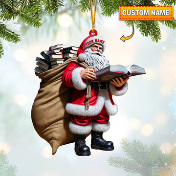 Joycorners Book Santa Christmas Home Decor Christmas Ornament, Personalized Ornament 2D Flat LM2211