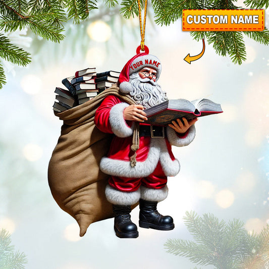 Joycorners Book Santa Christmas Home Decor Christmas Ornament, Personalized Ornament 2D Flat LM2211