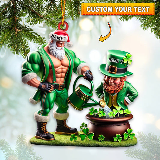 Joycorners Lucky Leprechaun In Green Leotards Home Decor Christmas Ornament, Personalized Ornament 2D Flat LM2211