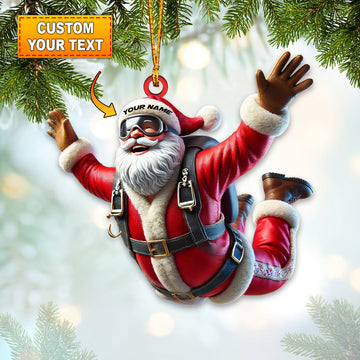 Joycorners Santa Skydiving Christmas Ornament, Personalized Ornament 2D Flat LM2211
