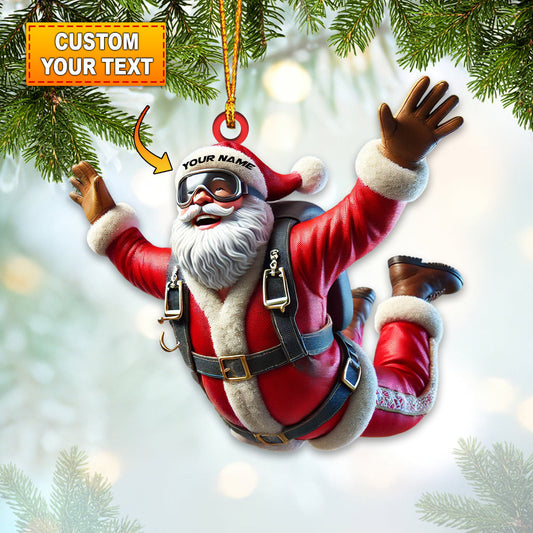 Joycorners Santa Skydiving Christmas Ornament, Personalized Ornament 2D Flat LM2211