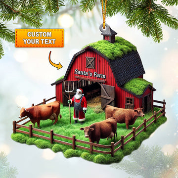 Joycorners Santa's Farm Christmas Ornament, Personalized Ornament 2D Flat LM2211