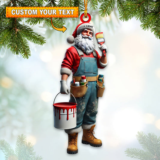 Joycorners Santa The Painter Home Decor Christmas Ornament, Personalized Ornament 2D Flat LM2211
