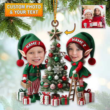 Joycorners Custom Name and Photo Couple Ornament, Couple Christmas Tree Gift 2D Flat LM2111