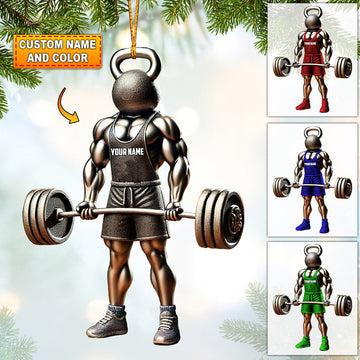 Joycorners Weightlifter Lover Christmas Ornament, Personalized Ornament 2D Flat LM2211