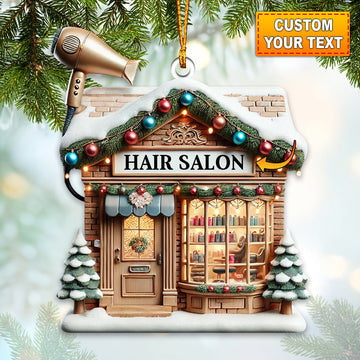 Joycorners Custom Name Hair Salon Ornament, Hairdresser Christmas Gift 2D Flat LM2111