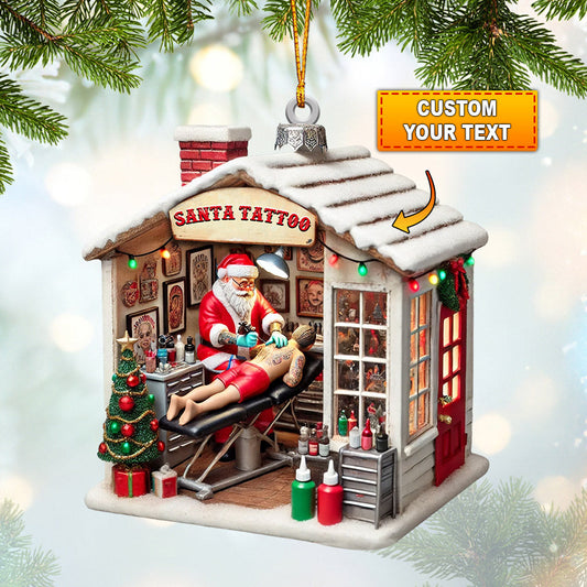 Joycorners Santa's Tattoo Christmas Ornament, Personalized Ornament 2D Flat LM2211