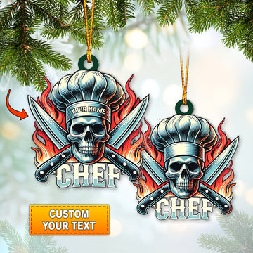 Joyccorners Custom Name Ornament, Skull Chef 2D Flat LM2111