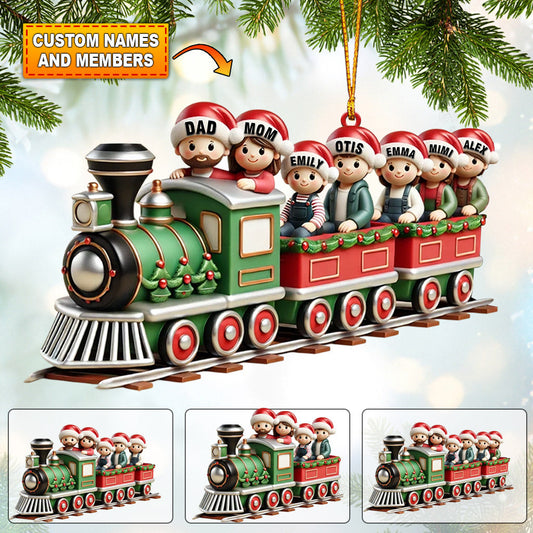Joycorners Family Train Home Decor Christmas Ornament, Personalized Ornament 2D Flat LM2211