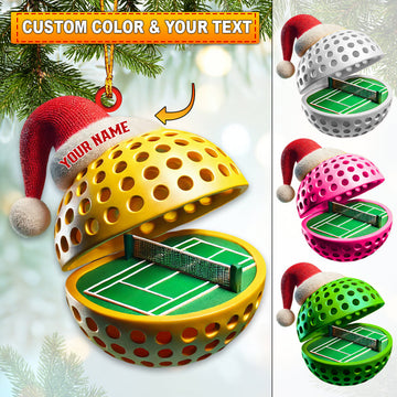 Joycorners Custom Name Pickle Ball Ornament, Pickle Ball Love Christmas Decoration 2D Flat LM2111