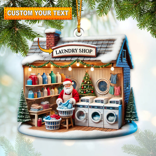 Joycorners Christmas Laundry Shop Home Decor Christmas Ornament, Personalized Ornament 2D Flat LM2211