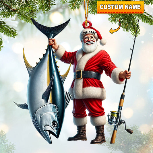 Joycorners Santa Fishing Home Decor Christmas Ornament, Personalized Ornament 2D Flat LM2211