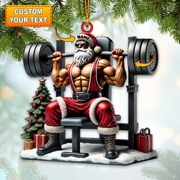 Joycorners Custom Name Gym Work Out Santa Ornament, Gymnastics Christmas Gifts 2D Flat LM2211