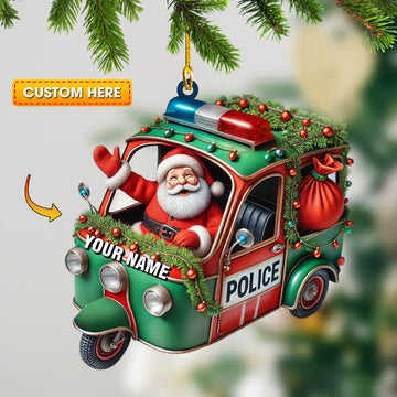 Joycorners Police Santa Home Decor Christmas Ornament, Personalized Ornament 2D Flat LM2211