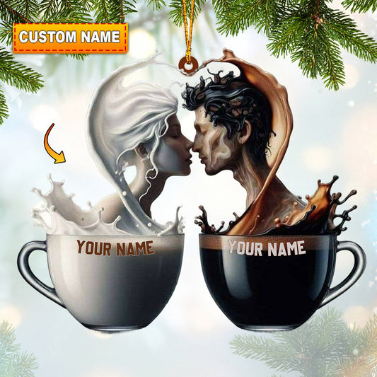 Joycorners Couple Coffee Christmas Home Decor Christmas Ornament, Personalized Ornament 2D Flat LM2211