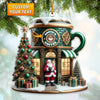 Joycorners Custom Name Santa Coffee Shop Ornament, Coffee Shop Christmas Decoration 2D Flat LM2111